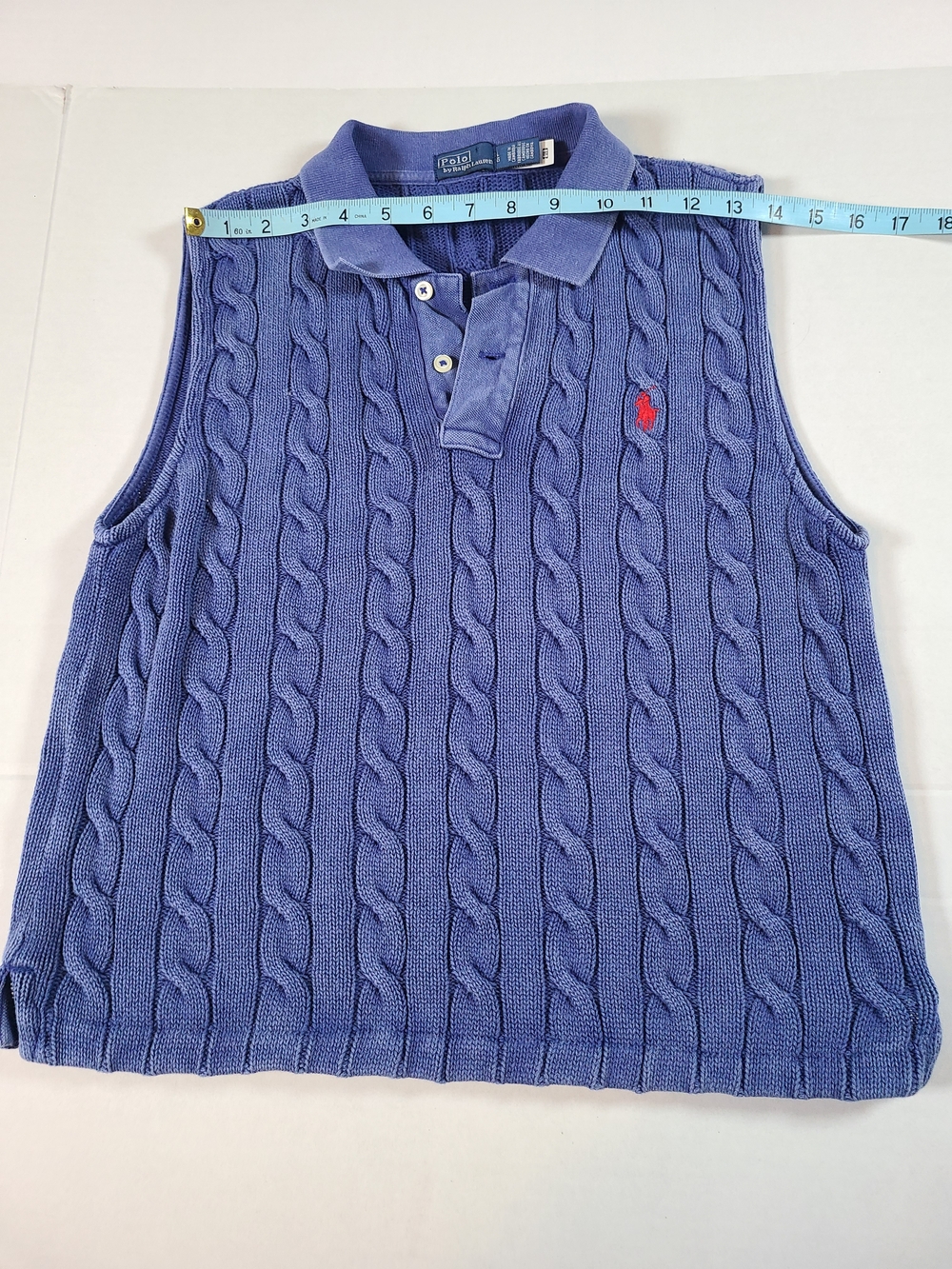 Polo By Ralph Lauren Blue Cable-Knit Preppy Womens Cozy Sweater Vest Large - Picture 8 of 11